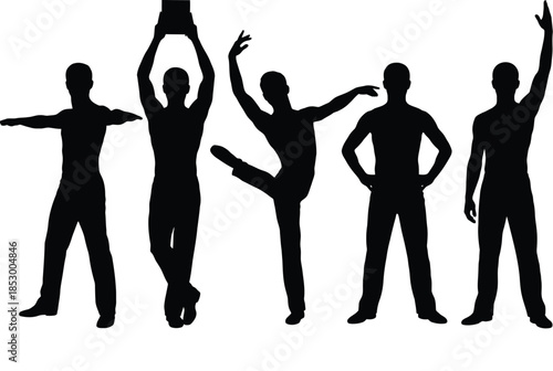 Different poses of silhouetted figures isolated on white background, Vector, illustration