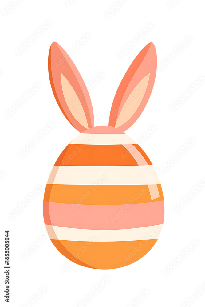 Fototapeta premium Whimsical Easter Bunny Egg with Striped Design on Transparent Background