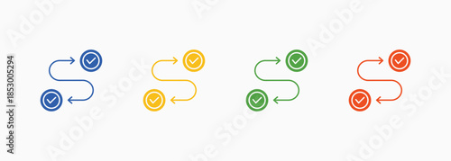 Roadmap Icon Set Color Multiple Style Collection Element For Design
