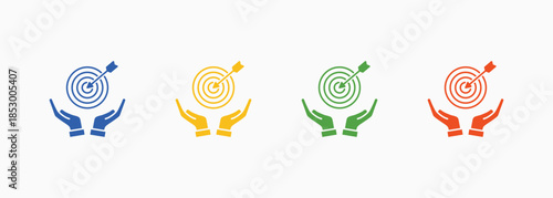 Goal Icon Set Color Multiple Style Collection Element For Design