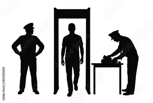 Security screening at airport isolated on white background, Vector, illustration