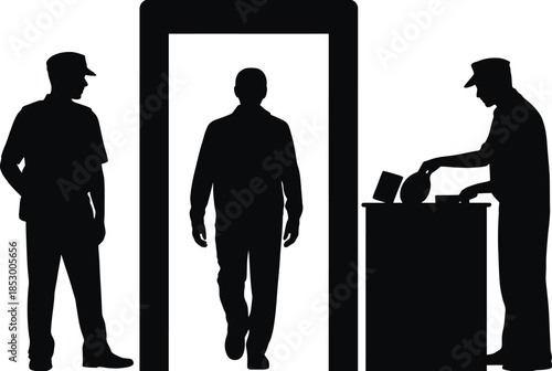 Security checkpoint procedure isolated on white background, Vector, illustration