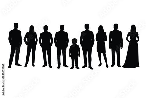 Family silhouette portrait isolated on white background, Vector, illustration