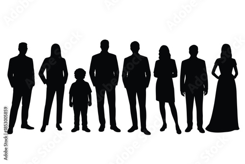 Silhouettes of a family isolated on white background, Vector, illustration