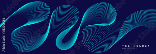 Modern abstract tech background with smooth flowing line waves for technology presentations, websites, banners, corporate branding, innovation themes, and futuristic design projects.