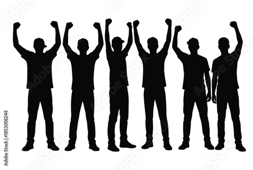 Group of people celebrating victory isolated on white background, Vector, illustration