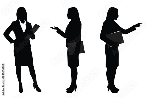 Professional women in business attire isolated on white background, Vector, illustration