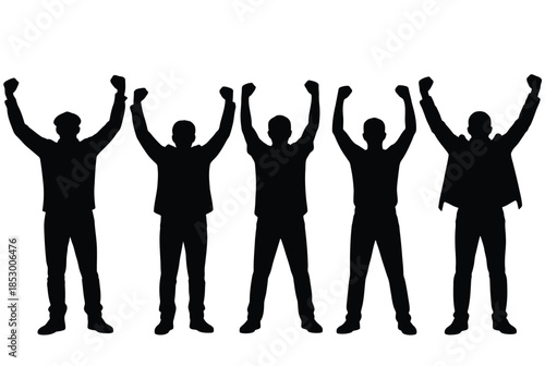 Group celebration silhouette isolated on white background, Vector, illustration