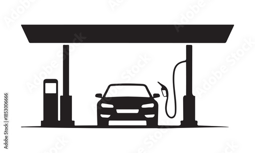 Car refueling at gas station