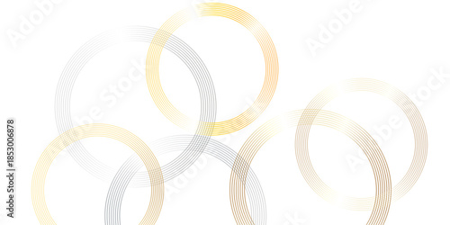 Luxury gold concentric circle background with elegant geometric rings on white, abstract metallic vector illustration