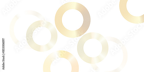 Abstract gold and silver overlapping circles background, elegant metallic ring pattern on white, luxury vector design