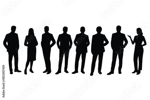 Group of people standing in a line isolated on white background, Vector, illustration
