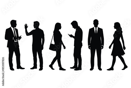 Business people engaged in various activities isolated on white background, Vector, illustration