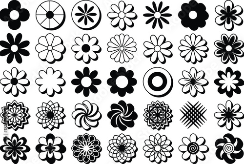 Collection of abstract flower designs isolated on white background, Vector, illustration