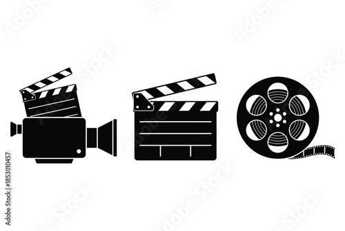 Classic film production symbols isolated on white background, Vector, illustration