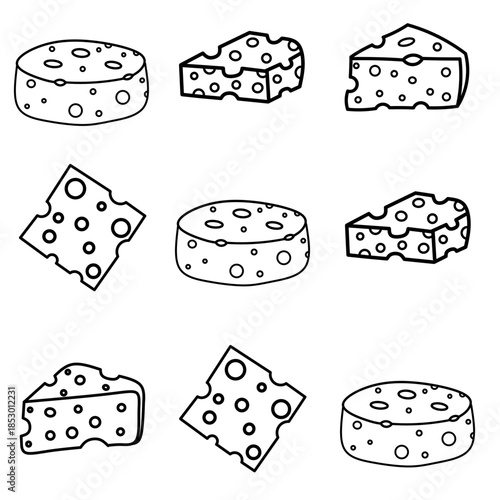 Cheese doodle pattern background. Cheese Seamless Pattern. Cheese background pattern. Hand drawn of outline