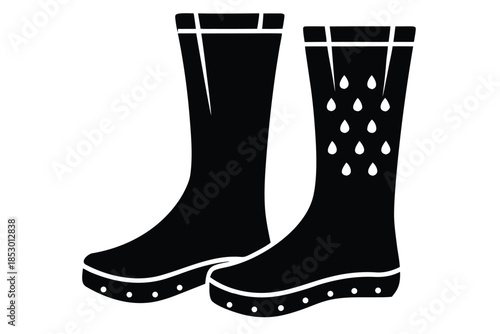 rain boots vector icon silhouette