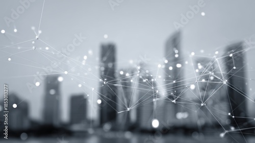 City skyline network connection concept