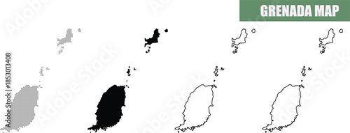 Grenada Map Illustrations in Various Styles and Colors