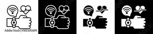 Wearable Technology Icon Set In Black And White Filled Style Collection