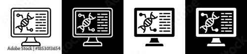 Tableau sur toile Bioinformatic Icon Set In Black And White Filled Style Collection