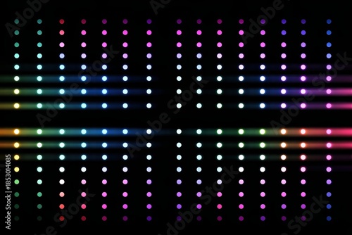 Light Show Spectacle: A mesmerizing display of vibrant, multicolored lights dance against a black background. The image exudes energy and excitement, creating a captivating visual experience.