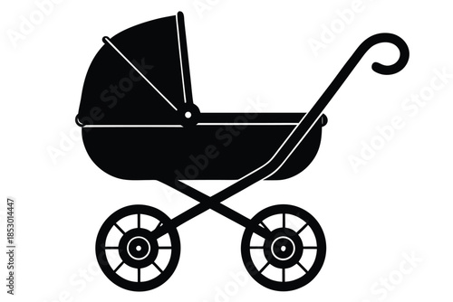 baby stroller vector icon silhouette