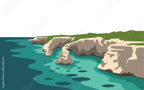 Serene ocean cliffs with clear turquoise water