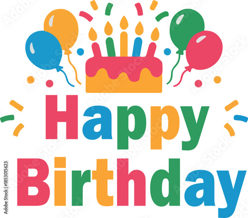 Happy birthday logo vector white background .