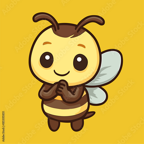 Happy cartoon bee mascot ready to fly