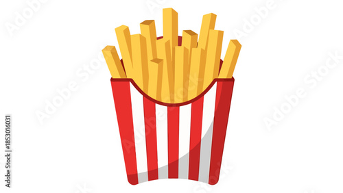 Crispy Potato Sticks in Red and White Striped Container Fast Food Snack