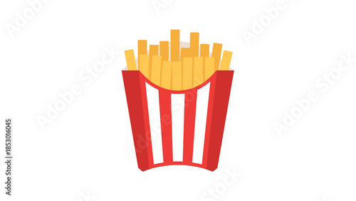 Crispy Potato Sticks in Red Striped Container Fast Food Appetizer
