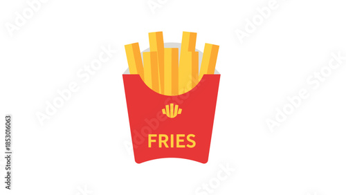Crispy Golden Potato Sticks in Red Container Food Icon