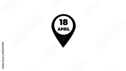 Date Marker Location Pin – April 18 Icon for Calendar & Map Apps
