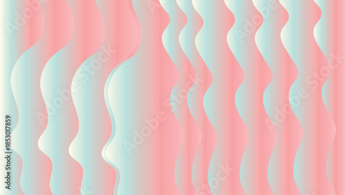 Abstract pink and mint green wavy gradient background pattern