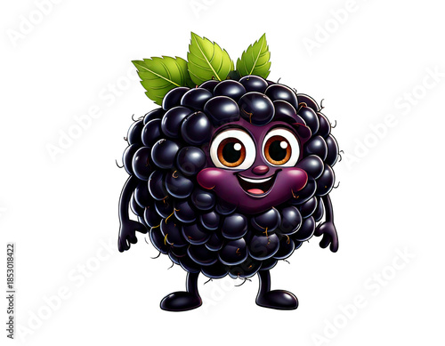  Cartoon Blackberry Character with Transparent Background