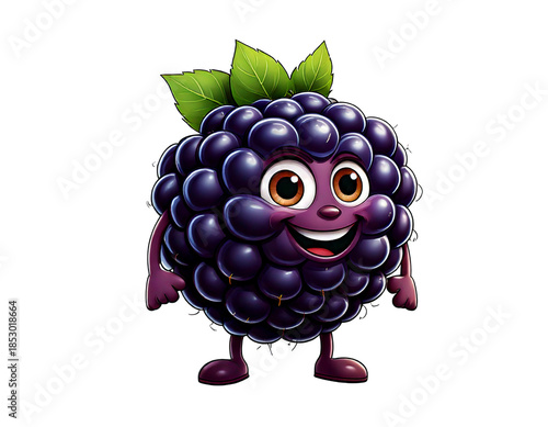  Cartoon Blackberry Character with Transparent Background