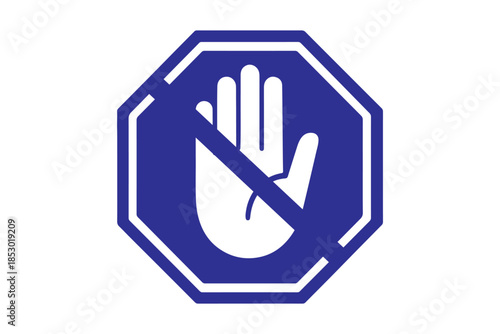 do not touch icon—black hand in red circle with diagonal line, bold warning vector for safety signage, restriction zones, or hazard UI