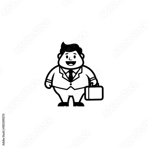 Cartoon Businessman with Briefcase in Suit.