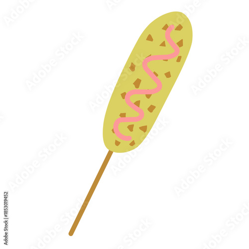 Classic Corn Dog Street Food Illustration