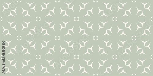 Seamless vector pattern with abstract minimal floral geometric shapes, snowflake silhouettes. Subtle light green background. Simple elegant texture. Repeated design for decor, print, wallpaper, fabric