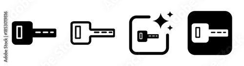 Black vehicle key icon vector illustration for car access solution and business security with transparent PNG background