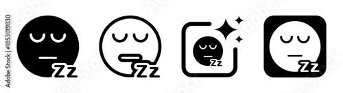 Sleepy emoji icon vector illustration for good night message and deep sleeping concept with transparent PNG background