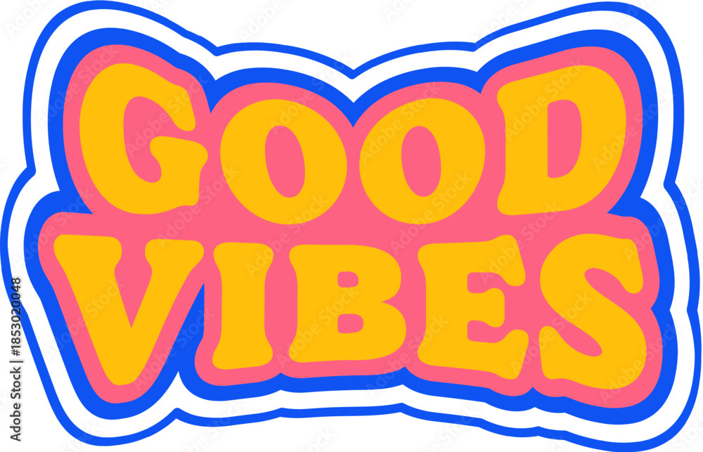 Fototapeta premium good vibes text retro style effect