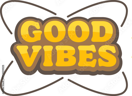 good vibes text effect retro sticker