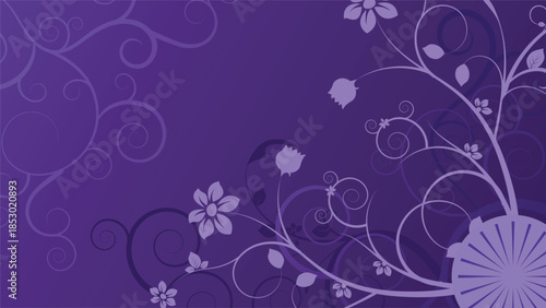 Elegant purple floral swirl background with decorative flowers and flowing curves ideal for wallpapers invitations branding posters covers prints and creative decorative design projects