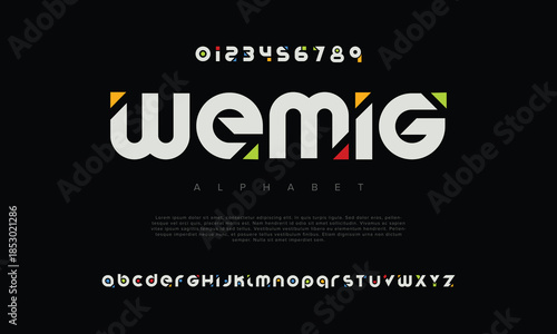 Modern abstract digital alphabet font. Minimal technology typography, Creative urban sport fashion futuristic font and with numbers. vector illustration