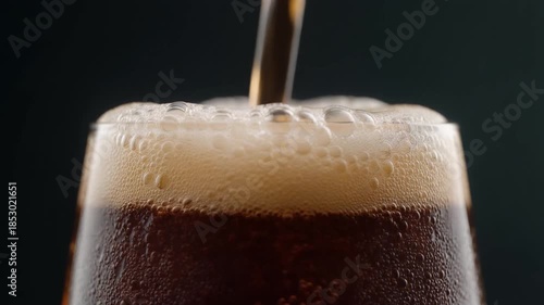Cinematic 4K Close-Up of Cola Pouring with Rich Foam and Sparkling Bubbles/コーラを注ぐ瞬間のシネマティック4K映像｜泡立つ炭酸飲料のクローズアップ
