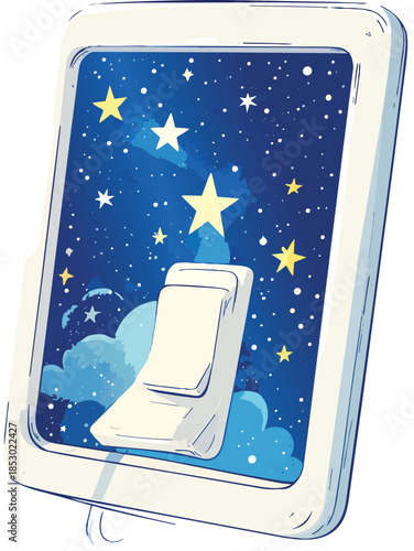 Light Switch Revealing a Starry Sky When Flipped, Representing Imagination, Creativity, and Awakening Ideas Vector Illustration