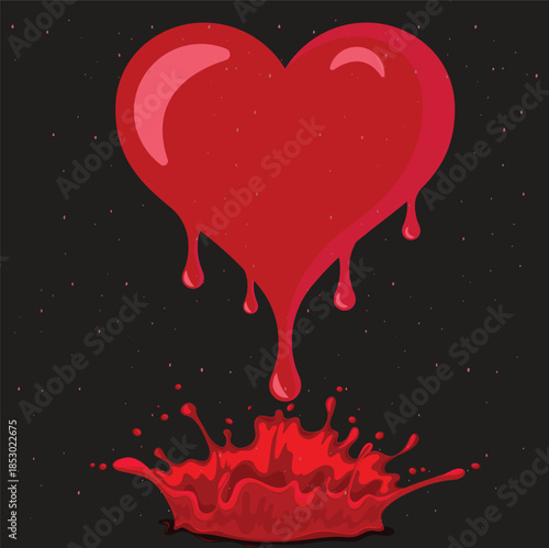 Melting Heart Red Liquid Splash